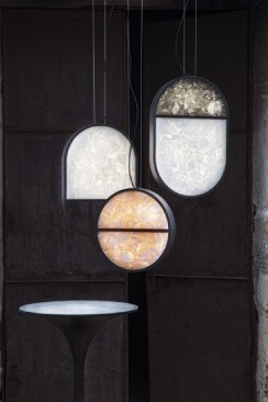 A trio of Boris Klimek's Geometric collection of pendant lights for Brokis.