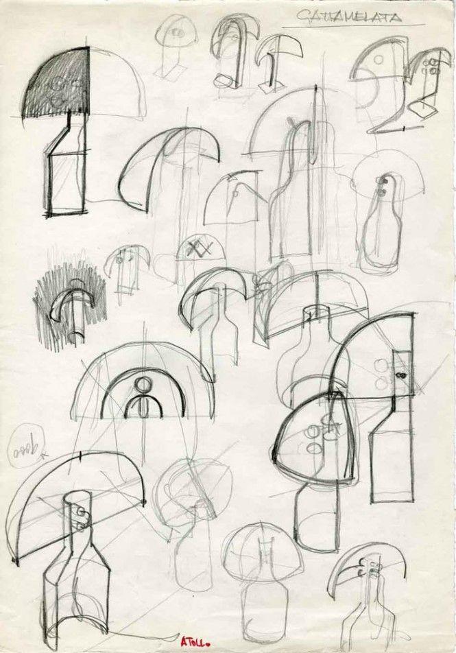 Vico Magistretti's initial sketches of the Atollo