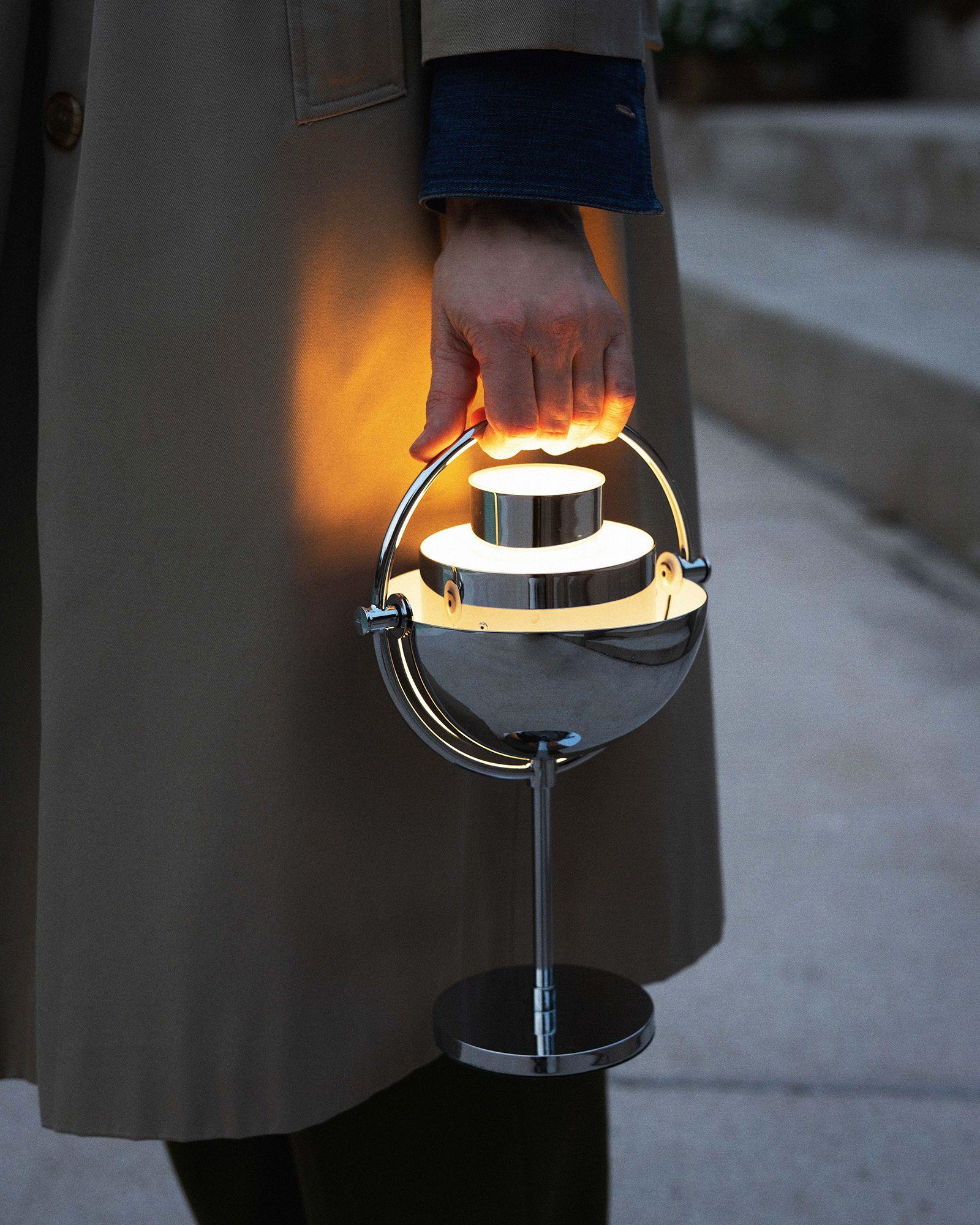 The Multi-Lite Portable in chrome being used outdoors