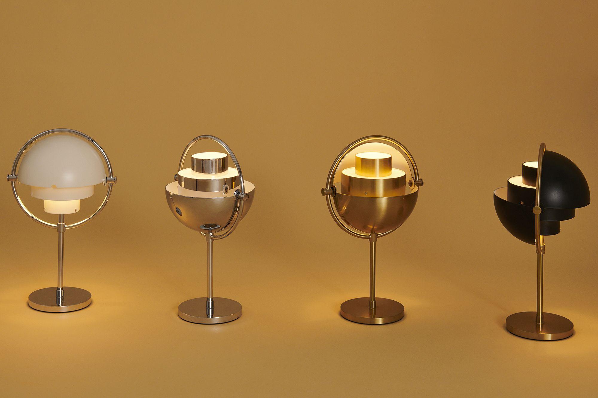 The full lineup of the new Multi-Lite Portable Lights in multiple finishes and varying shade adjustments.