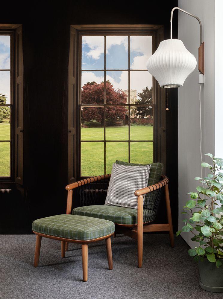 From left: The Malamata Wall Light from LucePlan above a breakfast nook; the Nelson® Pear Wall Light from Herman Miller in a sitting room
