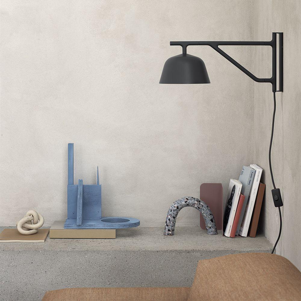 From left: the Ambit Wall and Tip Wall Lights from Muuto both enhance corners in areas that are not easy to hardwire