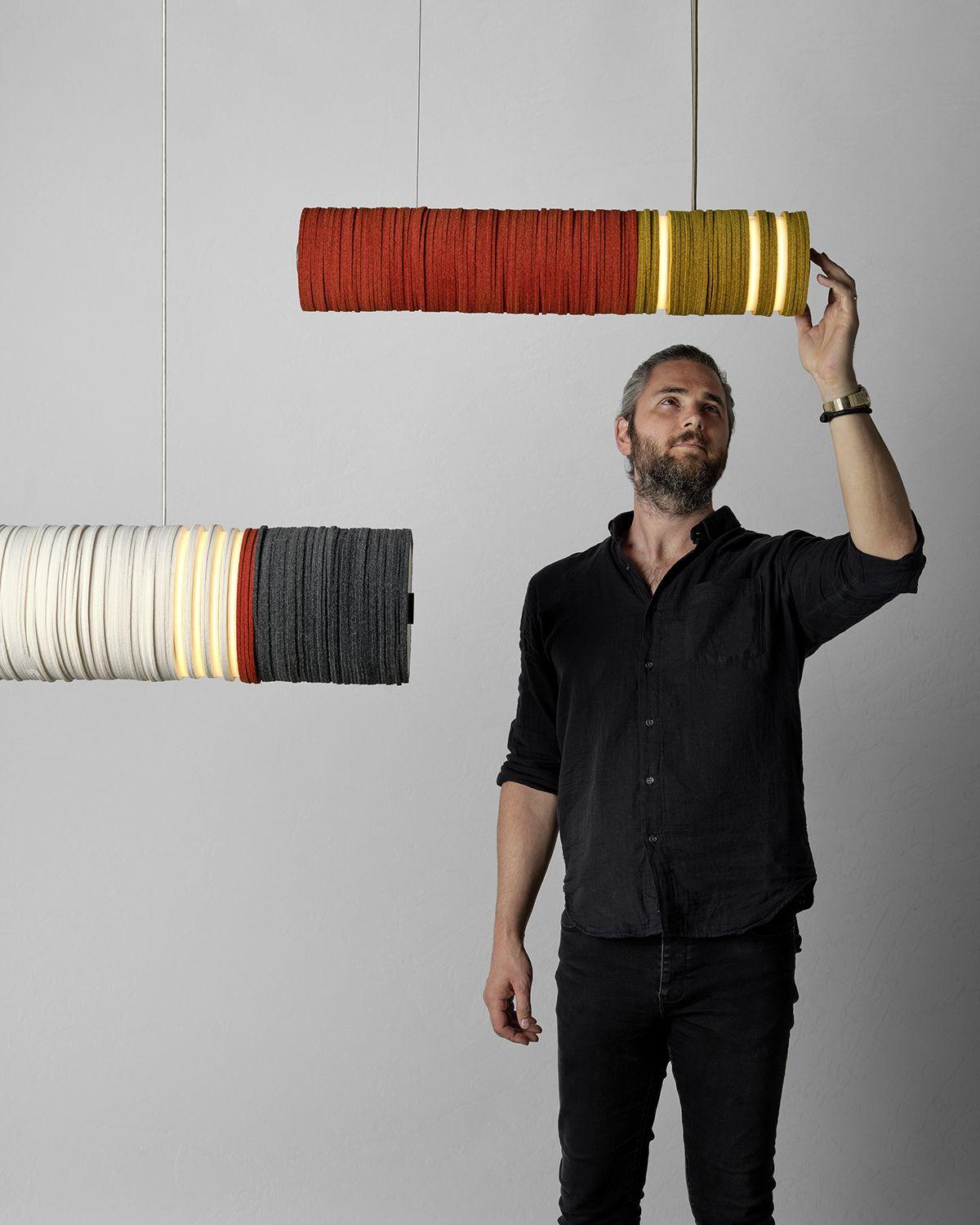 Founder Jeff Forrest with Stackabl acoustic lighting