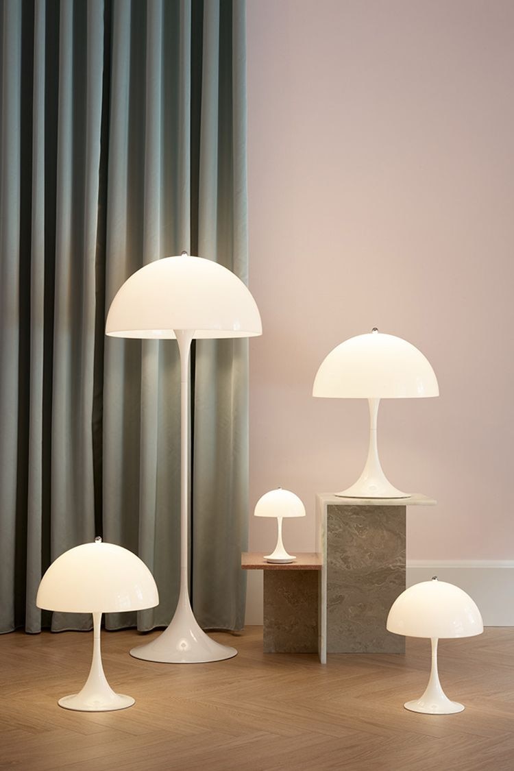 various Panthella table and floor lamps