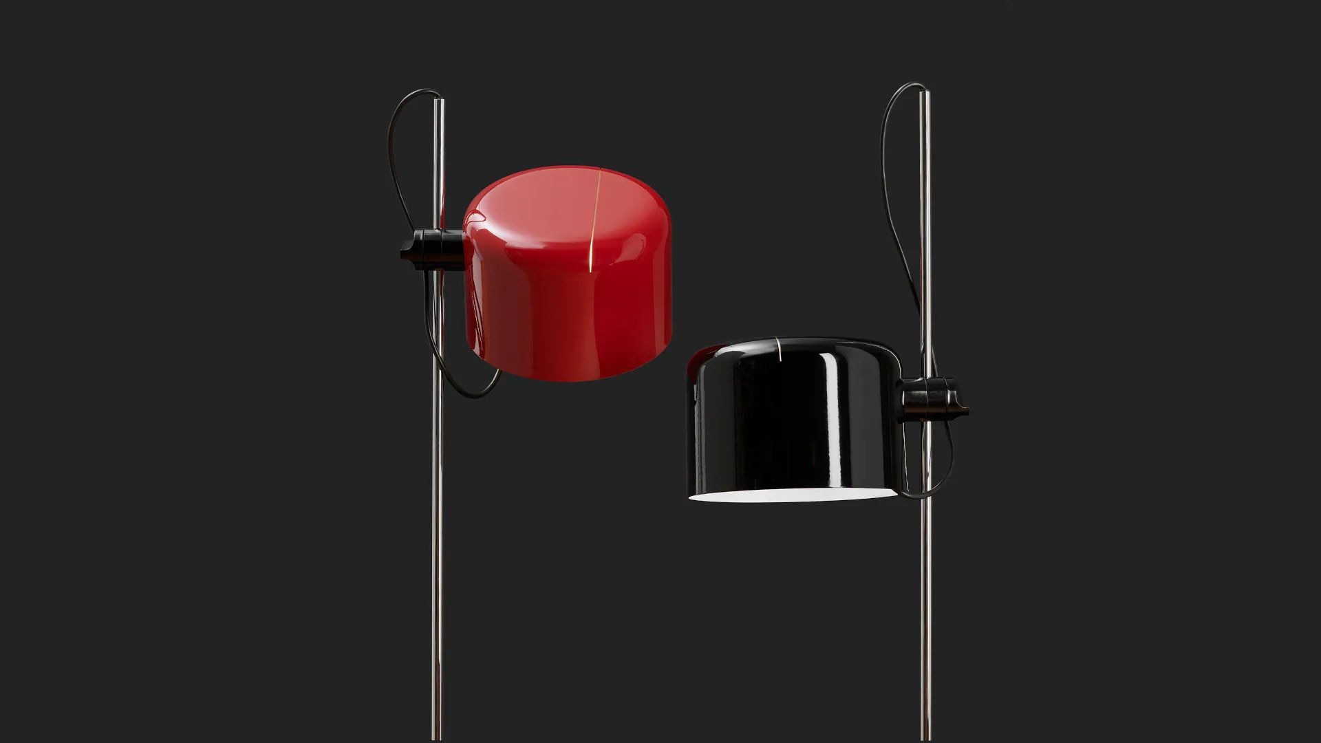 Italian industrial designer Joe Colombo with a Spider table lamp in the 1960s