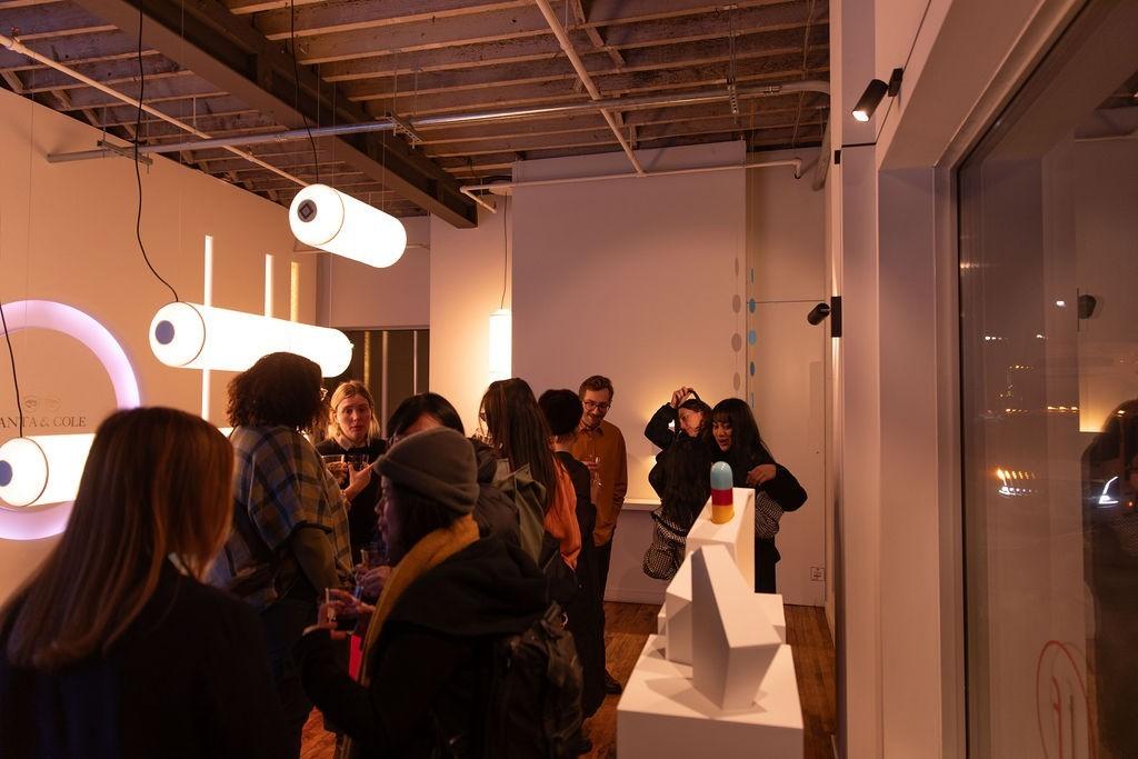 Evening reception for Rachael Wong’s 2026 DesignTO window installations at LightForm