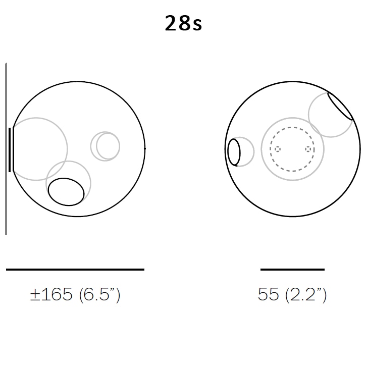 28s/sp Ceiling/Wall (Clear Glass) Dimensions