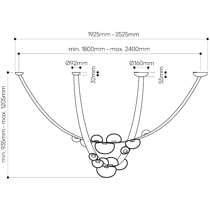 Dew Drops Suspension Dimensions