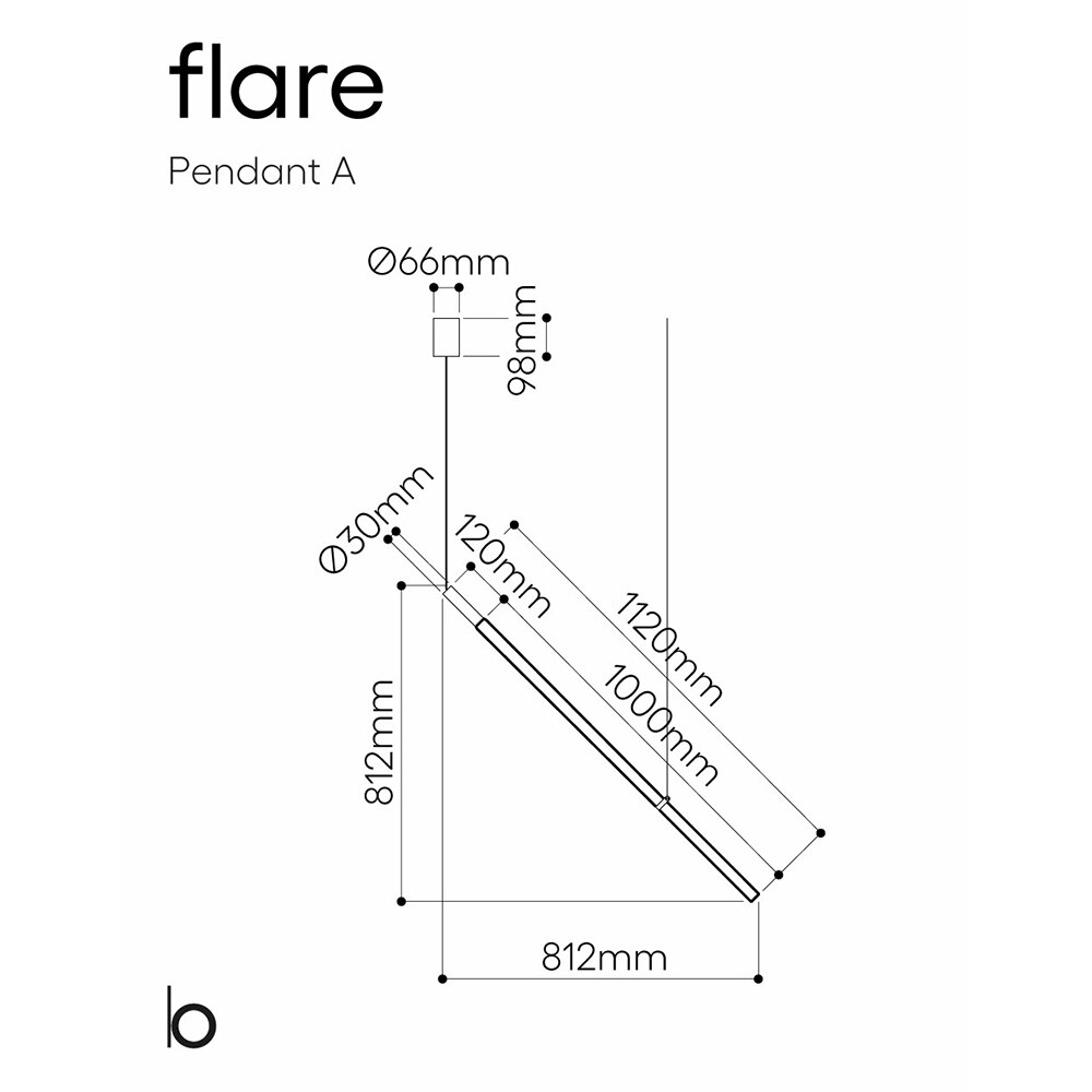 Flare pendant light straight Suspension Dimensions