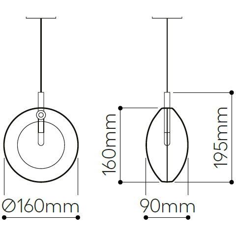 Lens Pendant Suspension Dimensions