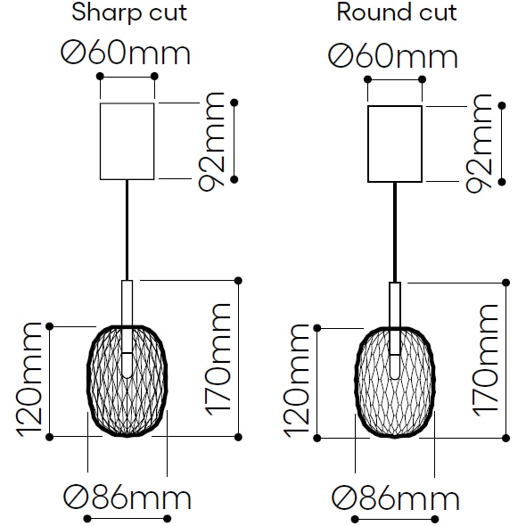 Metamorphosis Pendant Suspension Dimensions