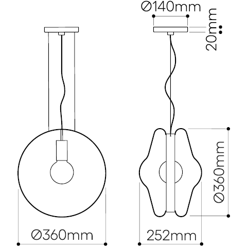 Orbital Pendant Suspension Dimensions