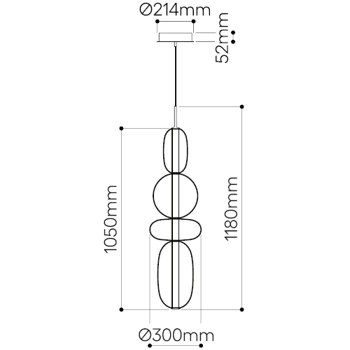 Pebbles Pendant Large Configuration 3/4/5 Suspension Dimensions