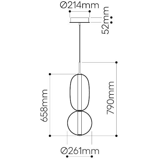 Pebbles Pendant Small Configuration 5 Suspension Dimensions