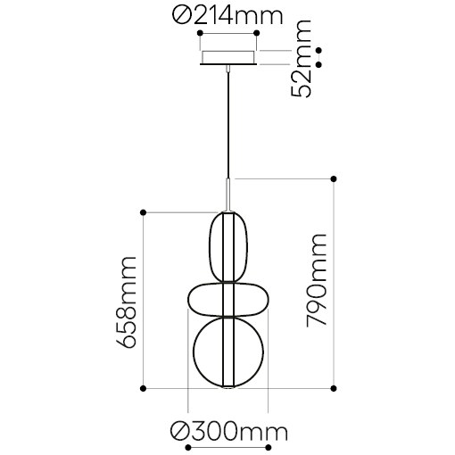 Pebbles Pendant Small Configuration 6/7/8 Suspension Dimensions
