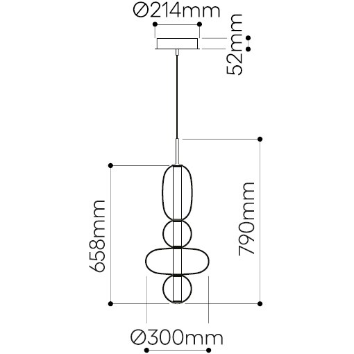 Pebbles Pendant Small Configuration 9/10 Suspension Dimensions