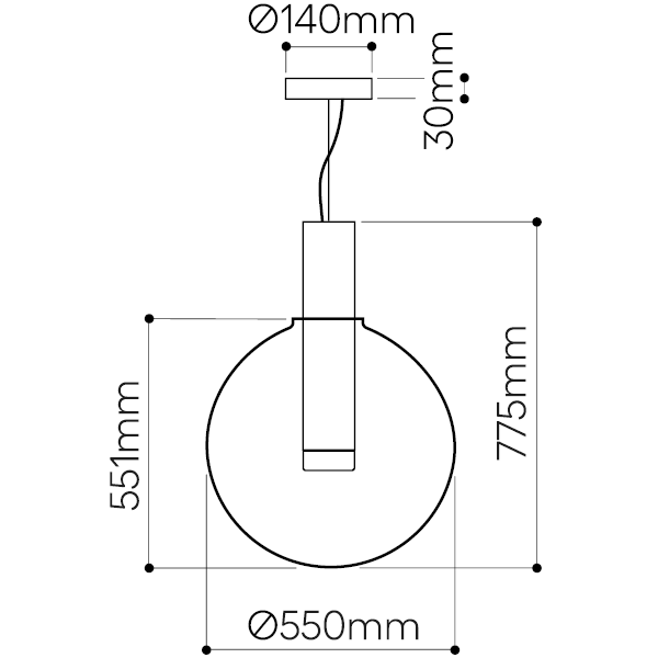 Phenomena Pendant Large Ball Suspension Dimensions