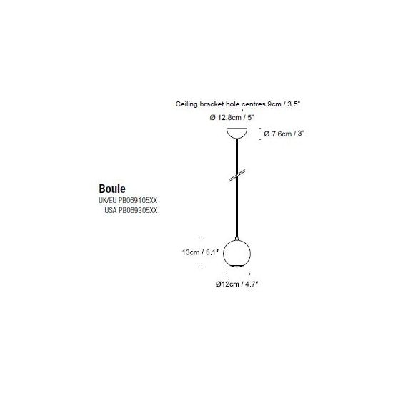 Boule Suspension Dimensions