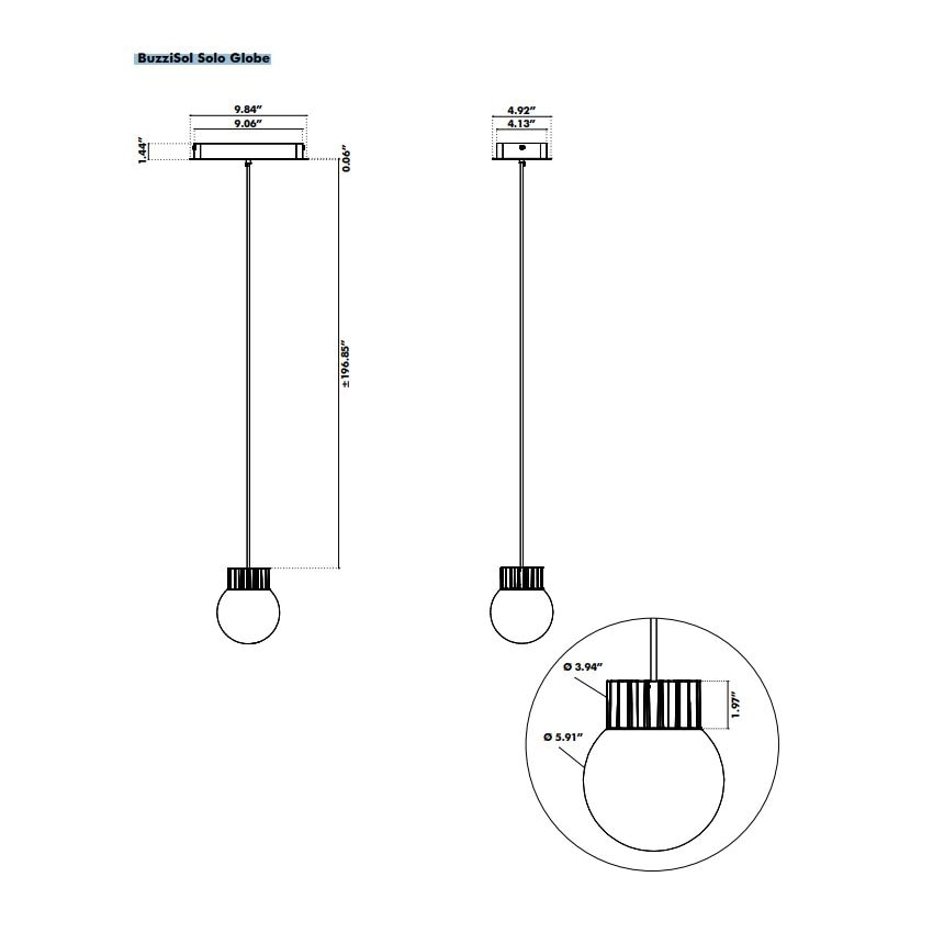 BuzziSol LED Suspension Dimensions