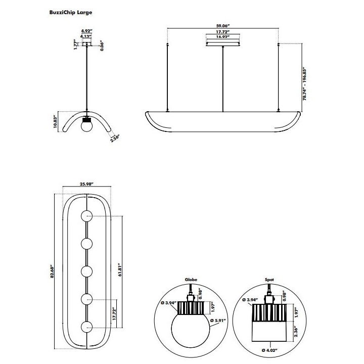BuzziChip Large Suspension Dimensions