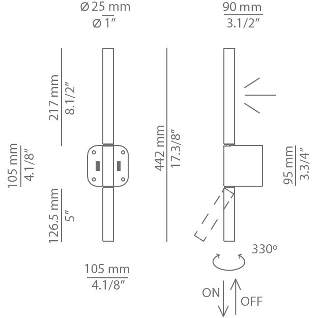 Canut A-3571 Reading & Indirect Wall Dimensions