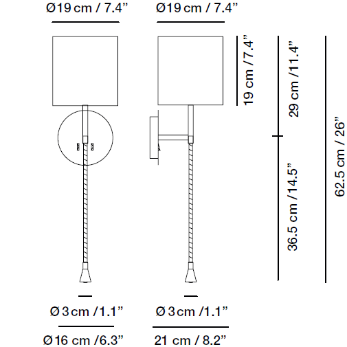 Hotel-Python Round Shade Wall Dimensions