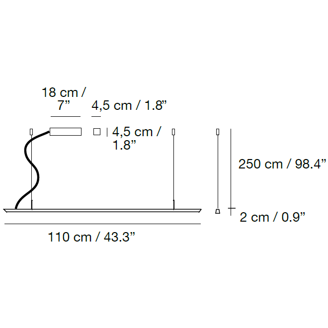 Lineal Suspension Dimensions