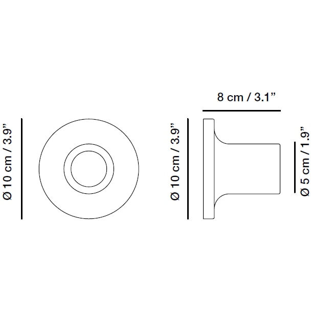 Punt Ceiling/Wall Without Switch Dimensions