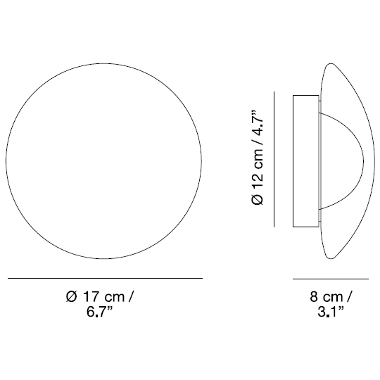 Venus Outdoor Ceiling/Wall Dimensions