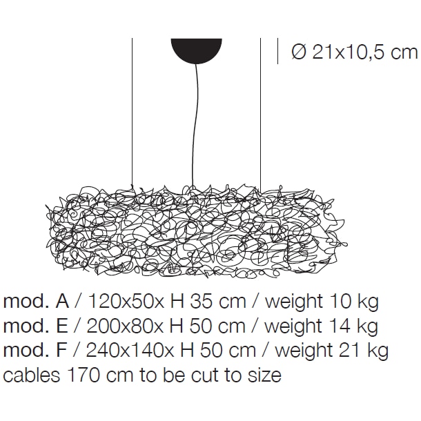 Fil de Fer Nuvola Suspension Dimensions