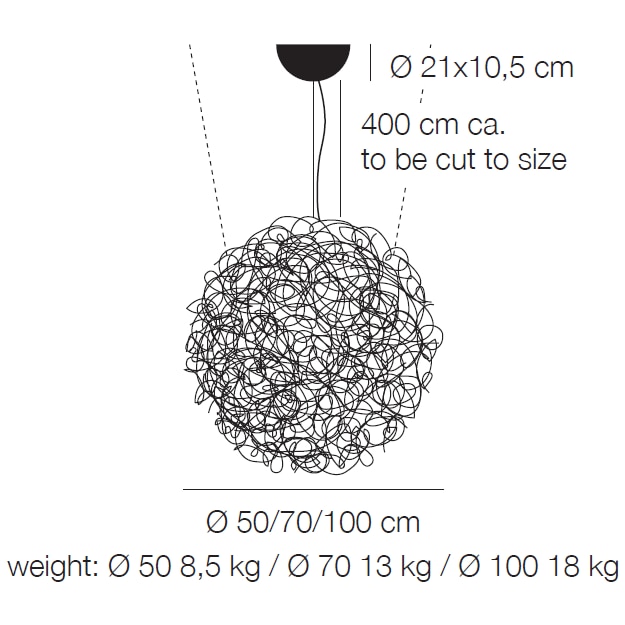 Fil de Fer Outdoor Suspension Dimensions