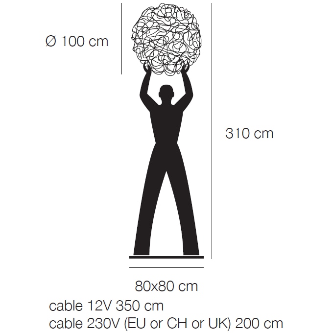 Uomo della Luce XXL Outdoor Floor Dimensions
