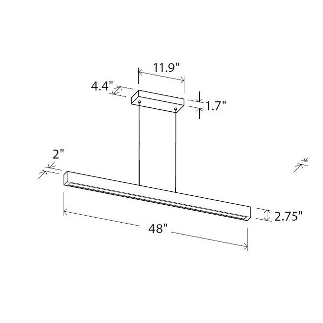 Una LED Linear Pendant Suspension Dimensions