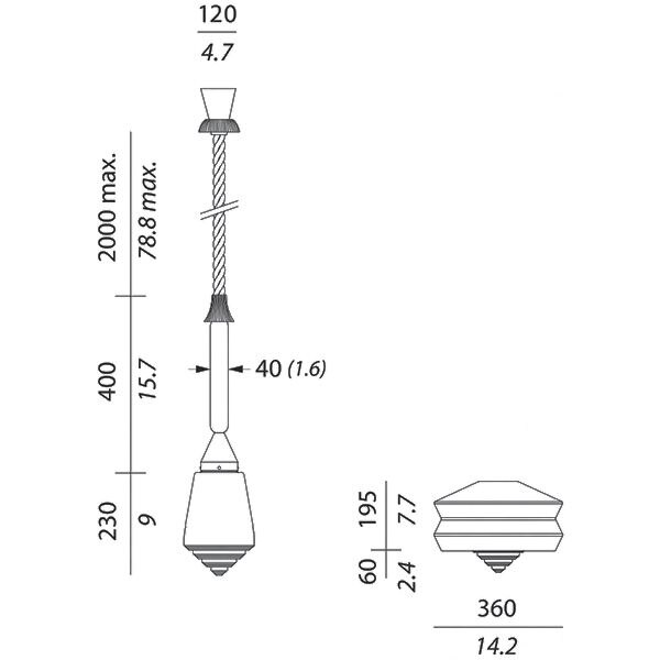 Calypso So Antigua Outdoor Suspension Dimensions