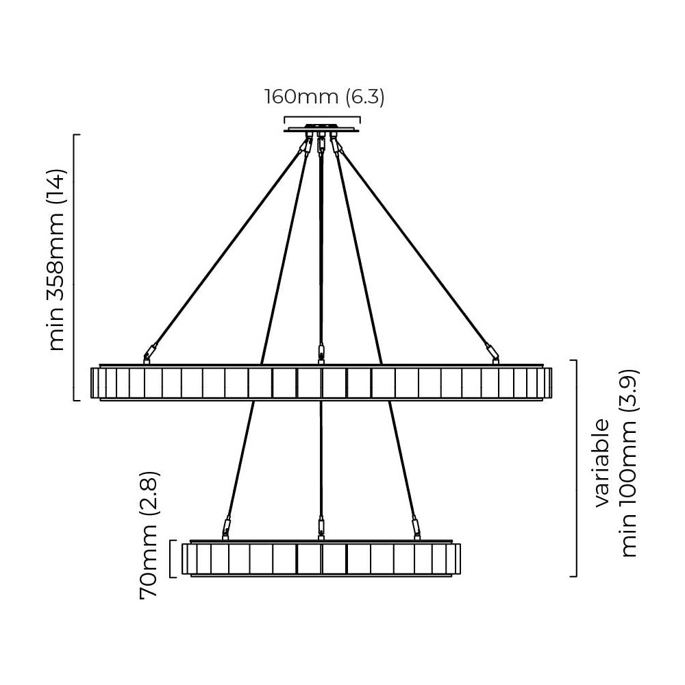 Avalon Halo Chandelier Suspension Dimensions