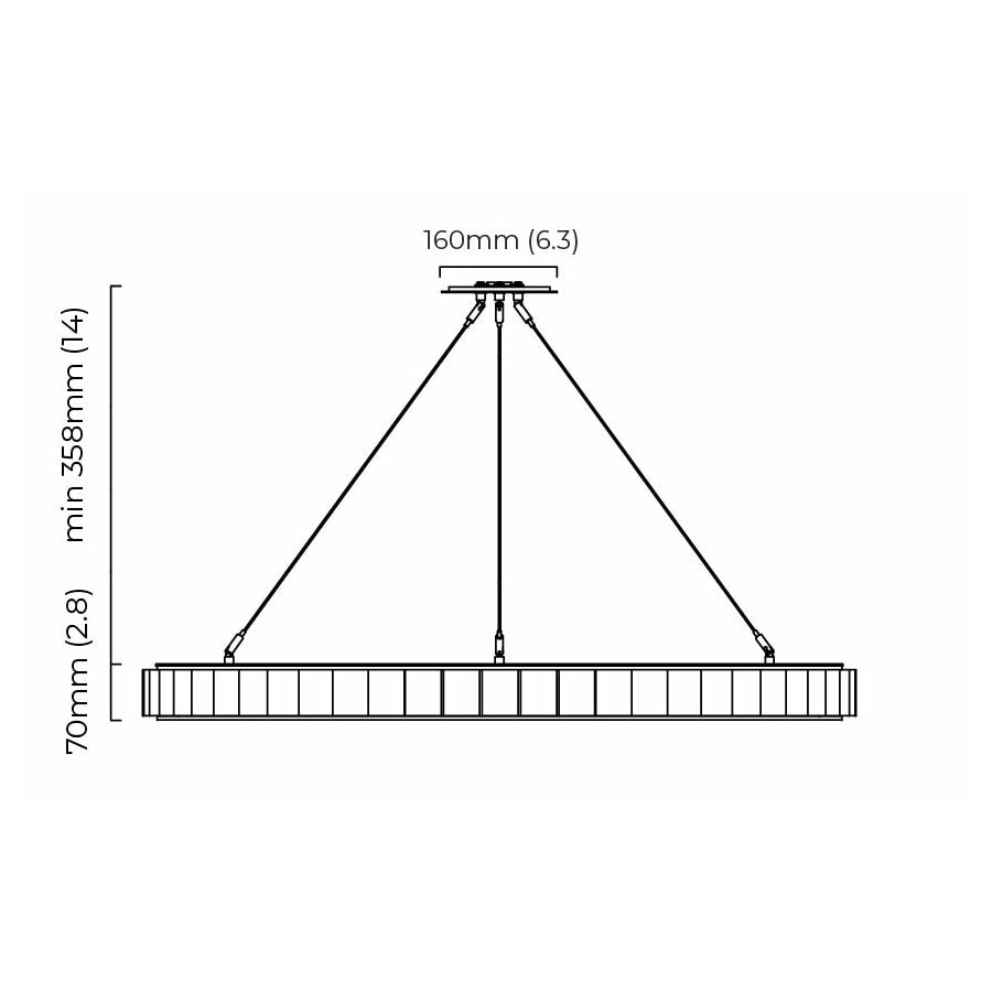Avalon Large Chandelier Suspension Dimensions