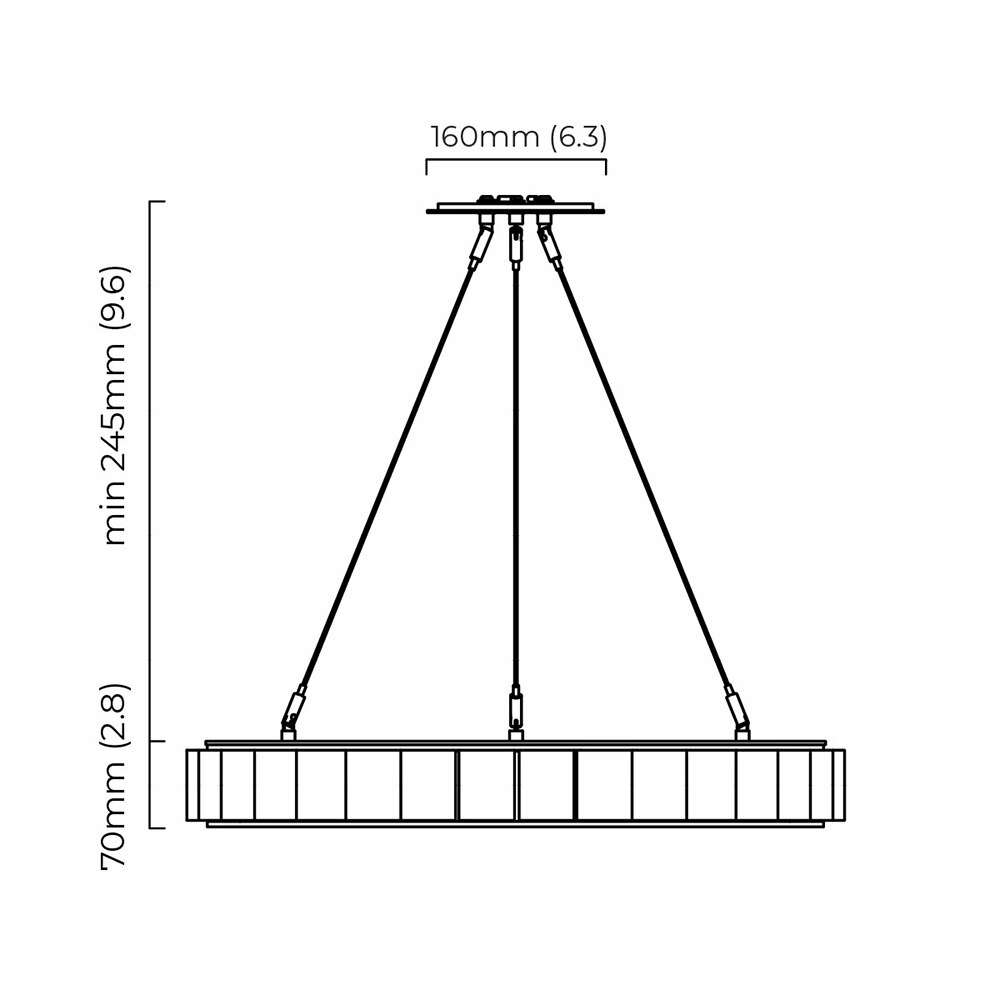 Avalon Medium Chandelier Suspension Dimensions