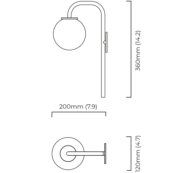 Big Bulb Opal Wall Dimensions