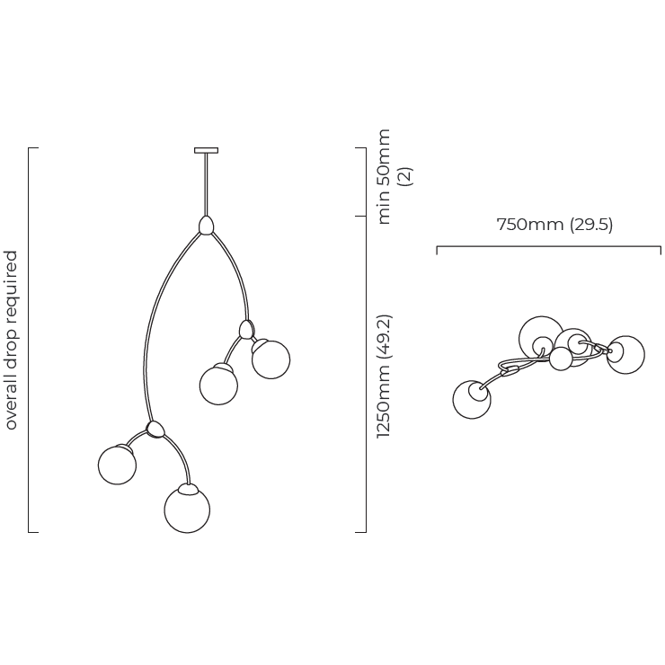 Ivy Pendant 4 Suspension Dimensions