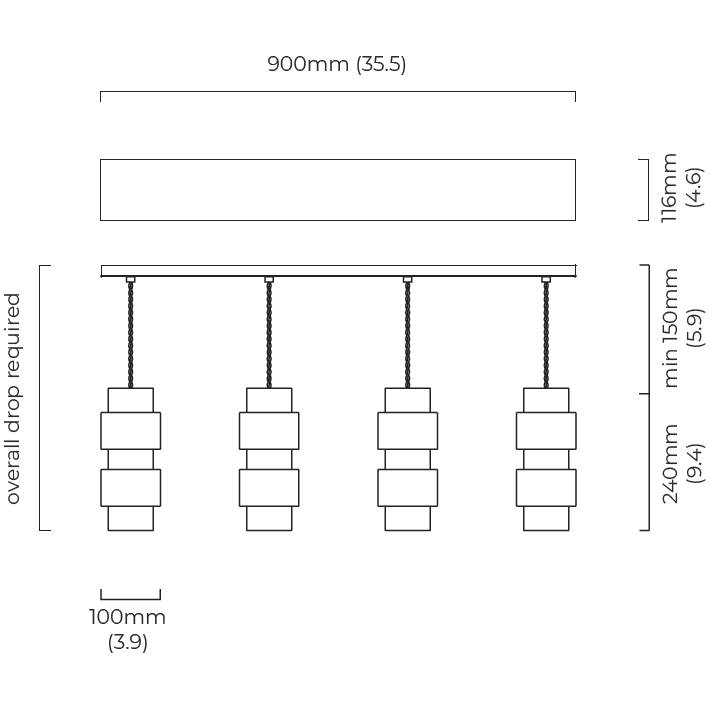 Ring Cluster Long 4 Suspension Dimensions