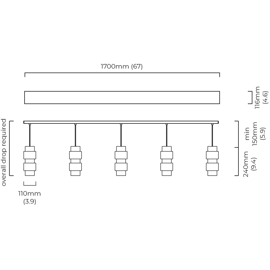 Ring Cluster Long 5 Suspension CTO Lighting Linear Suspension