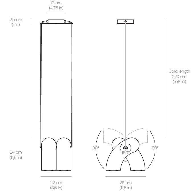Hyphen Pendant Suspension Dimensions