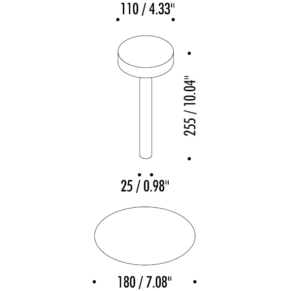 TeTaTeT Flute Portable Table Dimensions