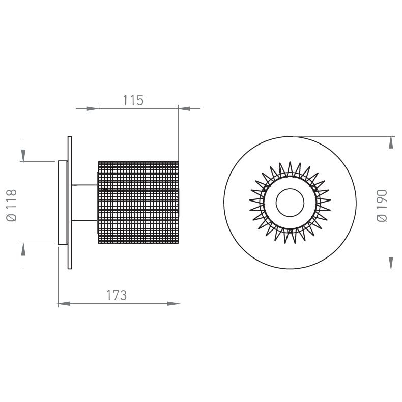 In The Sun 190 Ceiling/Wall Dimensions