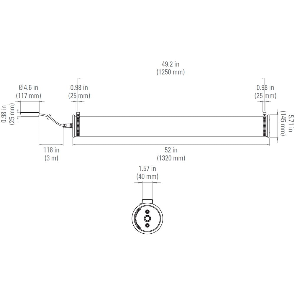 In The Tube 120-1300 Indoor/Outdoor Wall/Suspension Dimensions