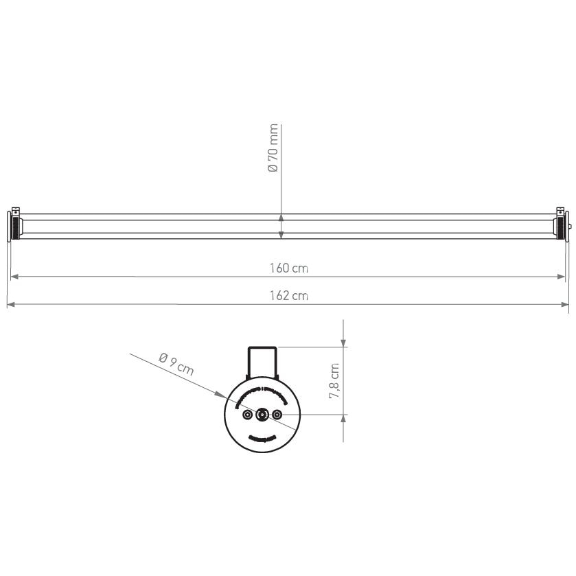 In The Tube 360°-1600 Indoor/Outdoor Wall/Suspension Dimensions