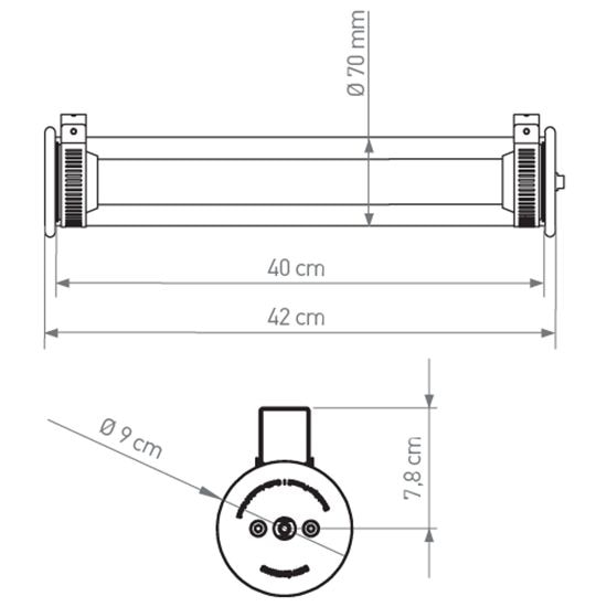 In The Tube 360°-400 Indoor/Outdoor Wall/Suspension Dimensions