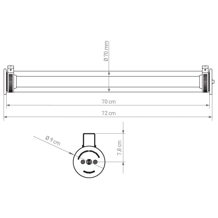 In The Tube 360°-700 Indoor/Outdoor Wall/Suspension Dimensions