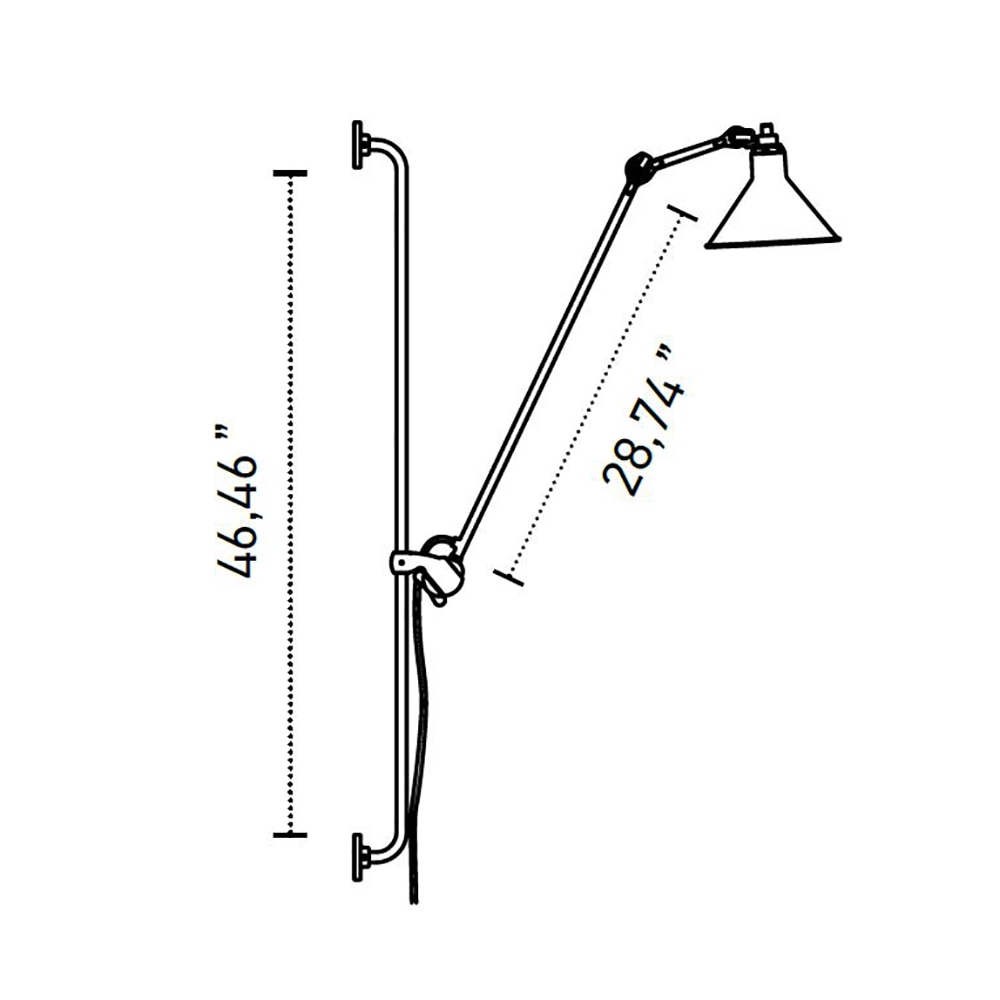 Lampe Gras N°214 Wall with Conic Shade Dimensions