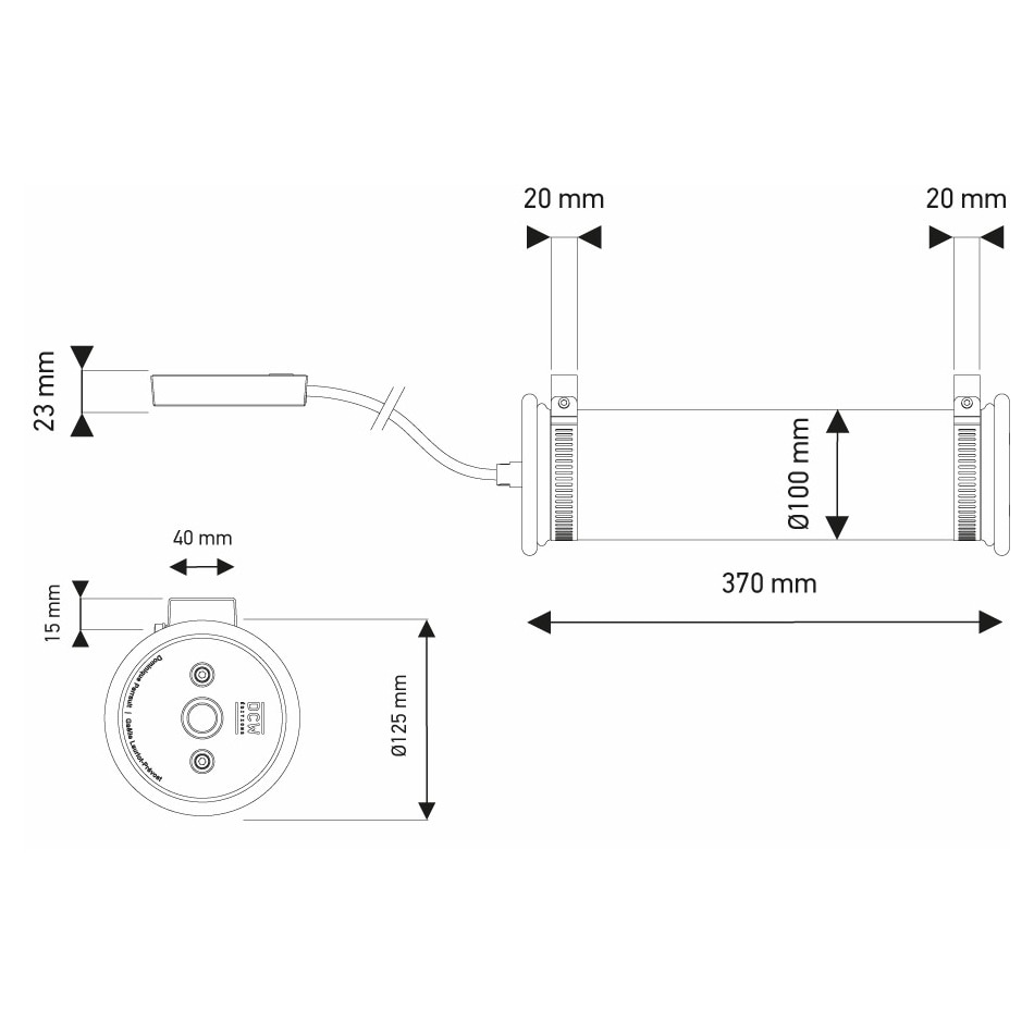 In The Tube 100-350 Indoor/Outdoor Wall Dimensions